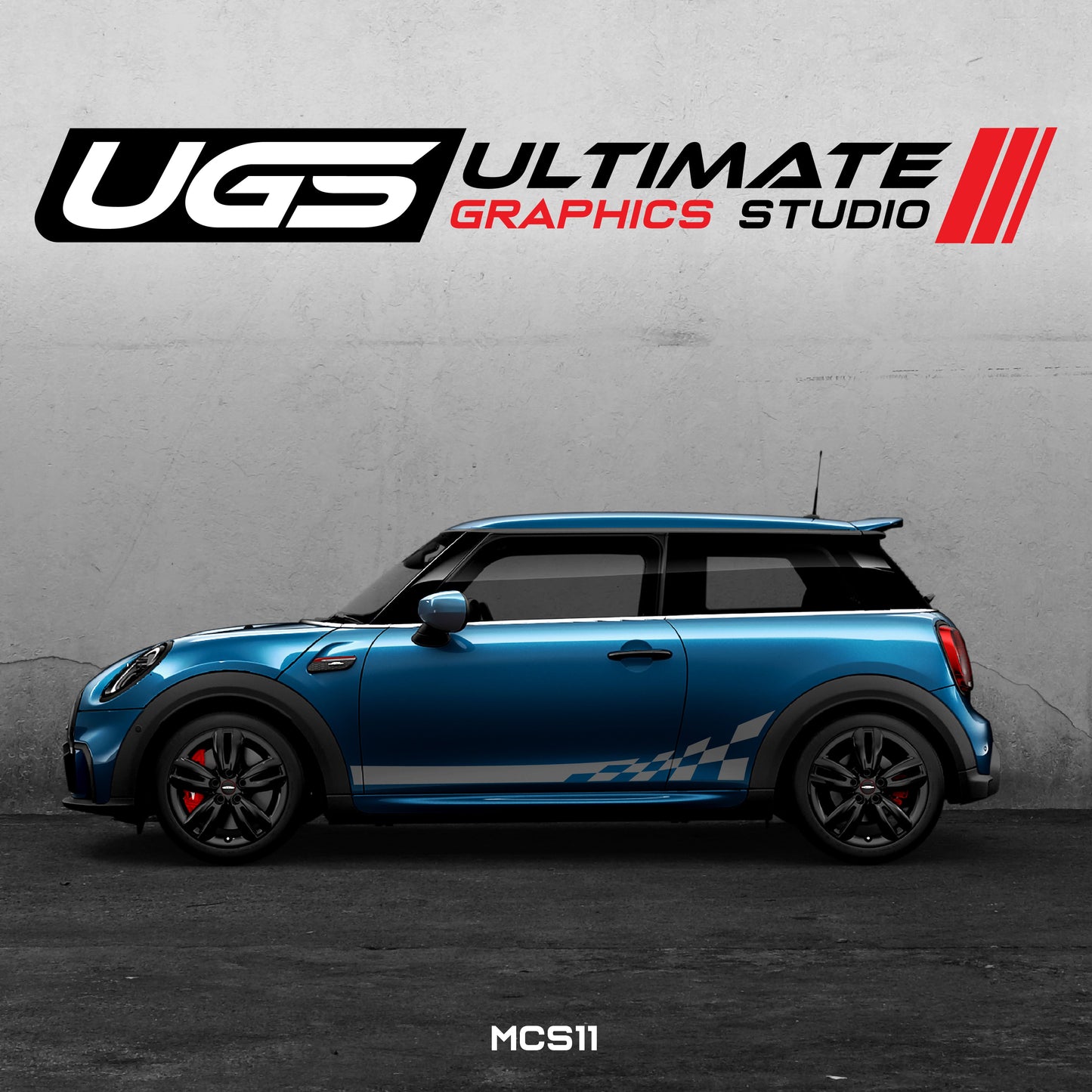 Mini Cooper Side Graphics Checkered Flag