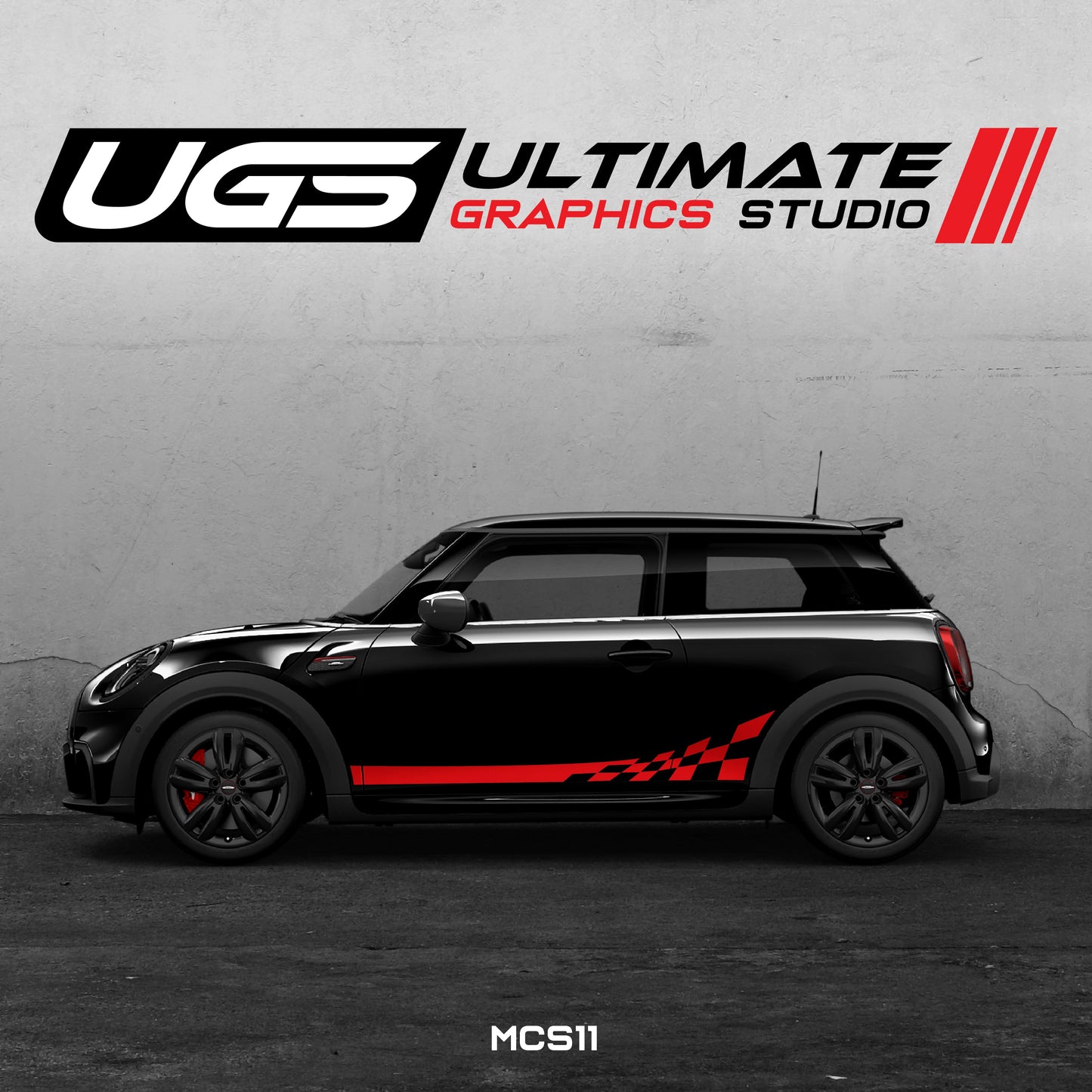 Mini Cooper Side Graphics Checkered Flag