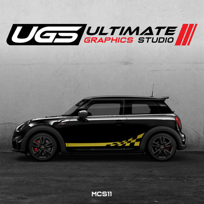 Mini Cooper Side Graphics Checkered Flag