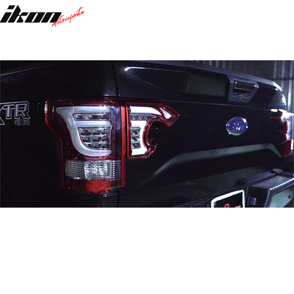 2015-2017 Ford F150 Sequential Clear Lens Red Housing LED Tail Lights