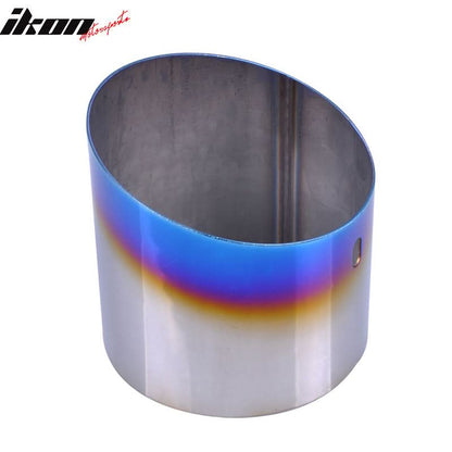 Universal Fitment 4 Inch Titanium Slant Muffler Exhaust Burnt On Tip