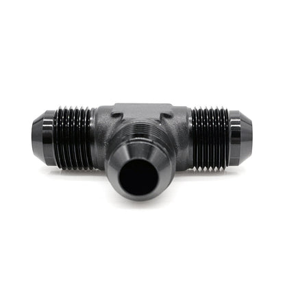 -12AN Male AN Flare Tee, Black Hard Anodized Aluminum
