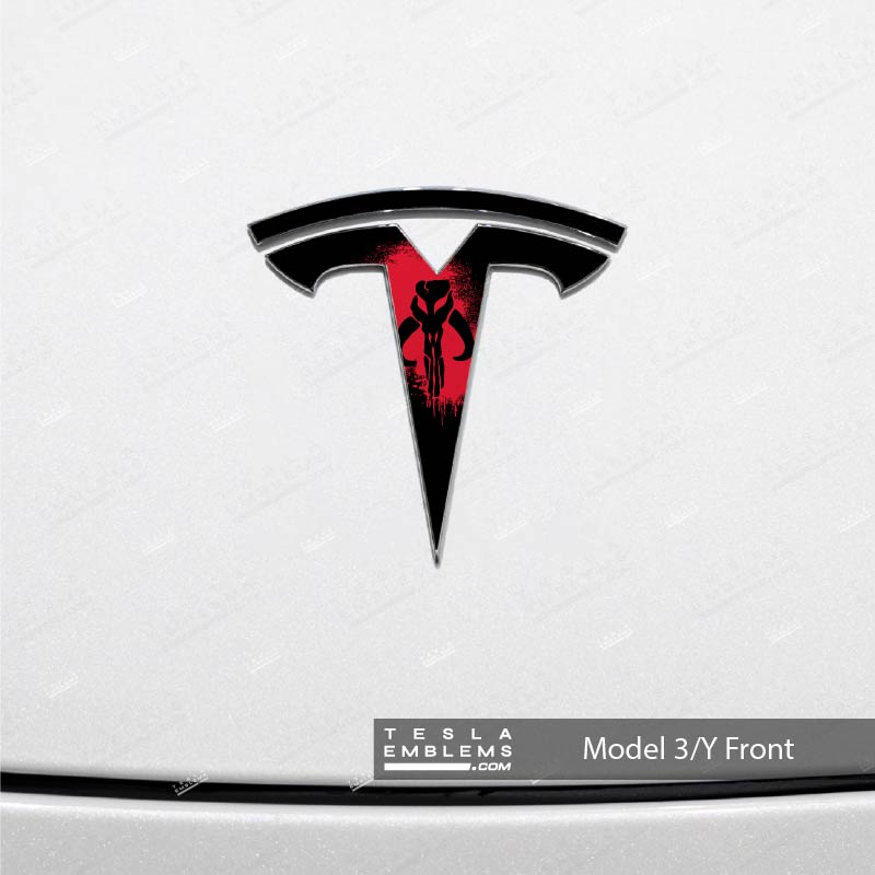 Mandalorian Tesla Emblem Decals (Front + Back) | Model Y