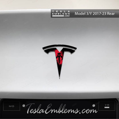 Mandalorian Tesla Emblem Decals (Front + Back) | Model 3