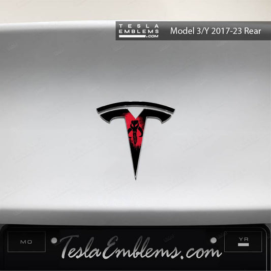 Mandalorian Tesla Emblem Decals (Front + Back) | Model 3