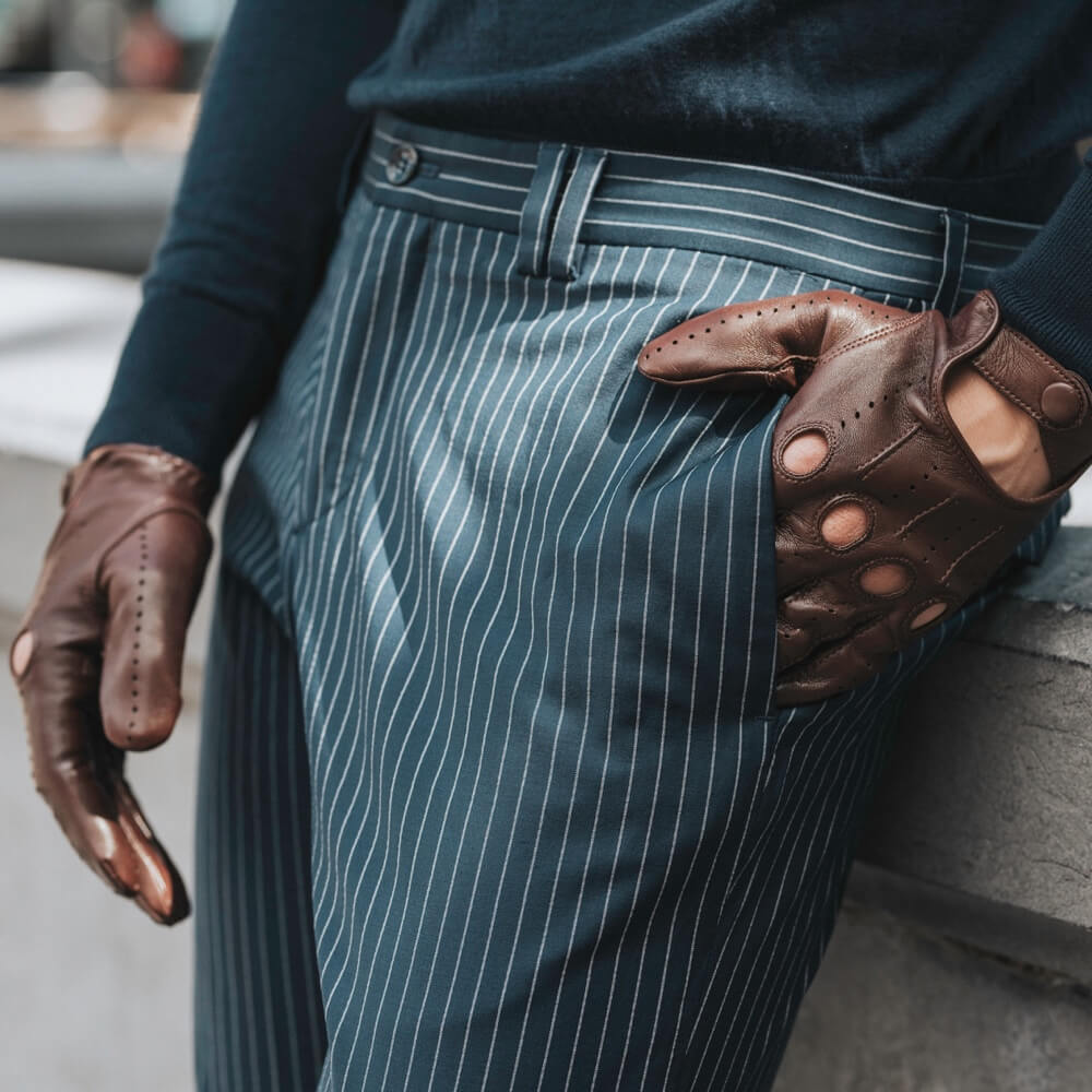 Mario (brown) - Italian lambskin leather driving gloves