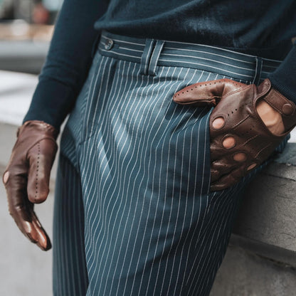 Mario (brown) - Italian lambskin leather driving gloves
