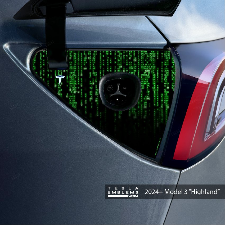 Digital Rain Tesla Charge Port Wrap | Model 3