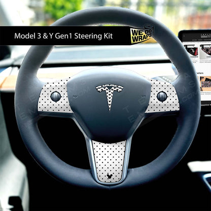 Mickey-Dots Tesla Steering Wheel Trim Decal Kit (4pcs) | MY 2019-'25
