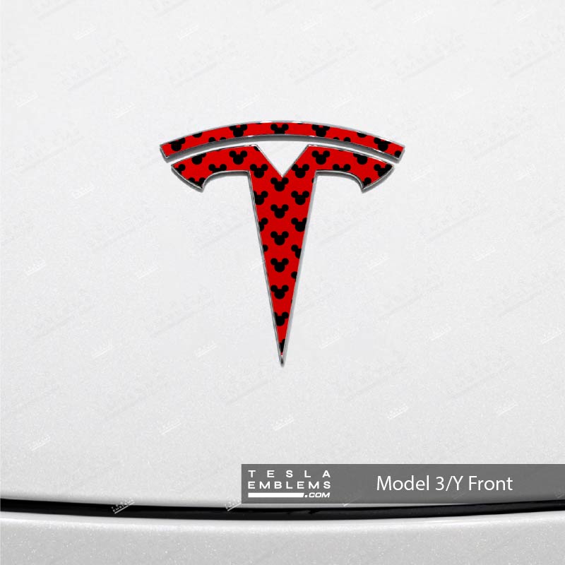 Mickey-Dots Tesla Emblem Decals (Front + Back) | Model 3