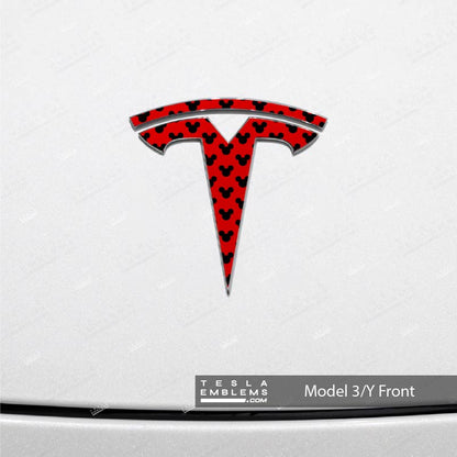 Mickey-Dots Tesla Emblem Decals (Front + Back) | Model 3