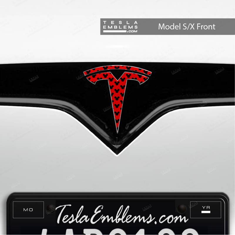 Mickey-Dots Tesla Emblem Decals (Front + Back) | Model X