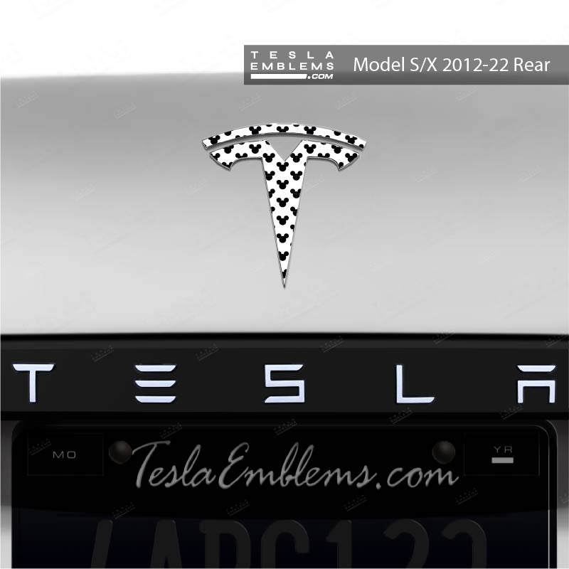 Mickey-Dots Tesla Emblem Decals (Front + Back) | Model X