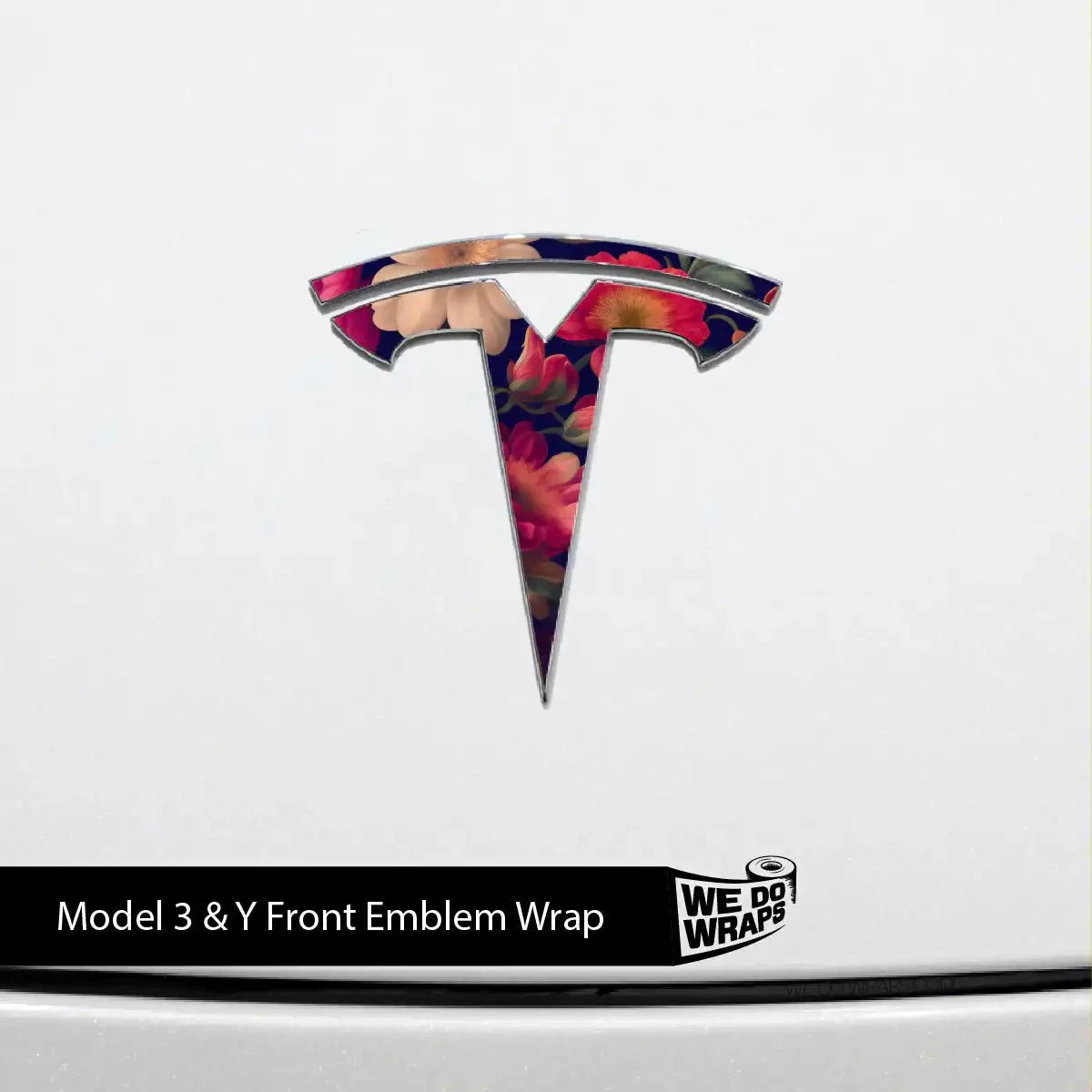 Midnight Bloom Tesla Emblem Decals (Front + Back) | Model Y