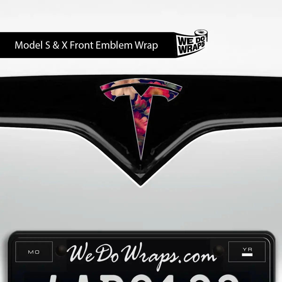 Midnight Bloom Tesla Emblem Decals (Front + Back) | Model X