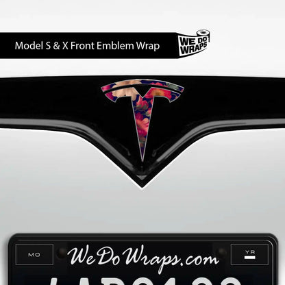 Midnight Bloom Tesla Emblem Decals (Front + Back) | Model S