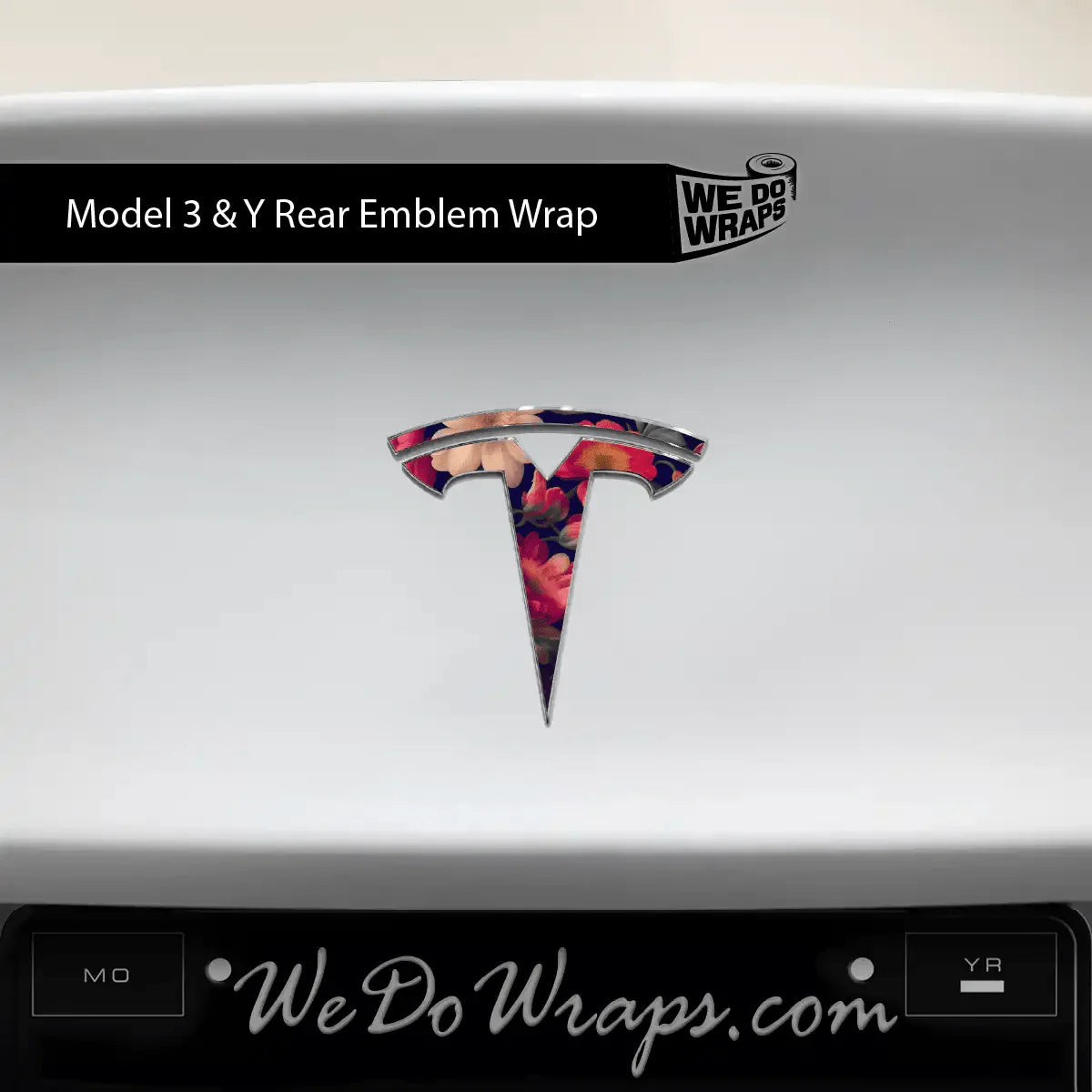 Midnight Bloom Tesla Emblem Decals (Front + Back) | Model Y