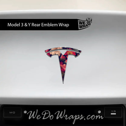 Midnight Bloom Tesla Emblem Decals (Front + Back) | Model Y
