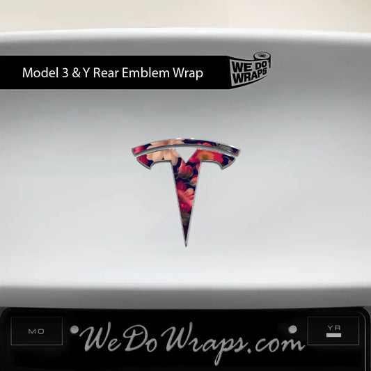 Midnight Bloom Tesla Emblem Decals (Front + Back) | Model Y