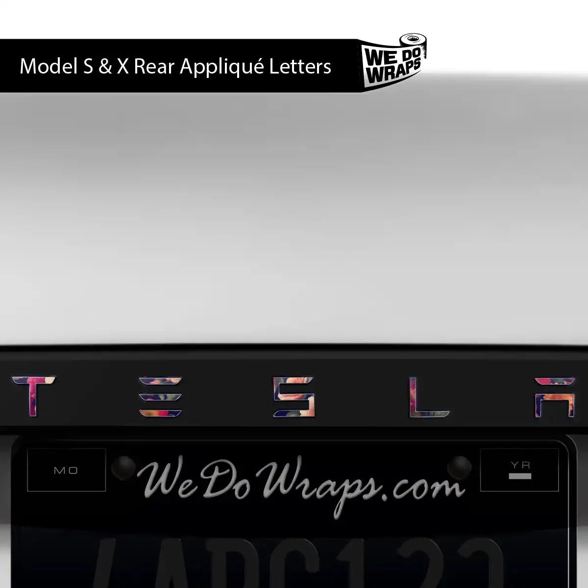 Midnight Bloom Tesla Emblem Decals (Front + Back) | Model X
