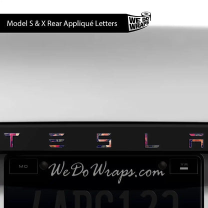 Midnight Bloom Tesla Emblem Decals (Front + Back) | Model X