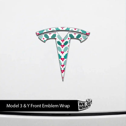 Mistletoe Tesla Emblem Decals (Front + Back Emblem Decals) | Model 3