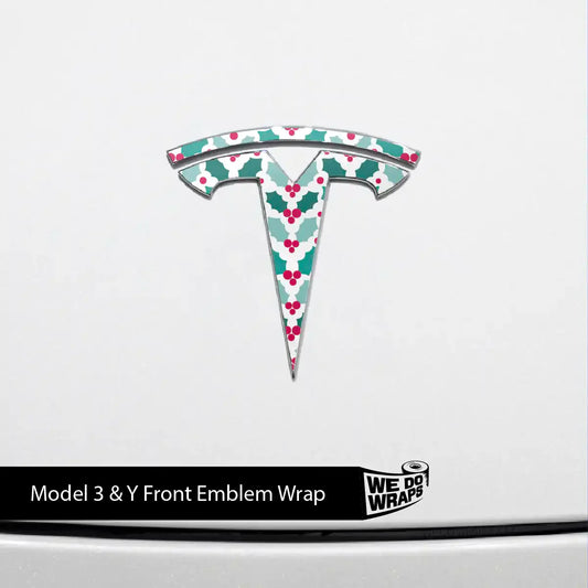 Mistletoe Tesla Emblem Decals (Front + Back Emblem Decals) | Model 3