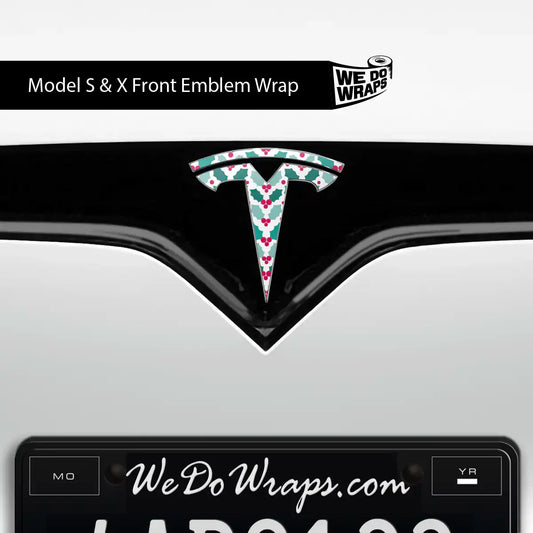 Mistletoe Tesla Emblem Decals (Front + Back Emblem Decals) | Model S
