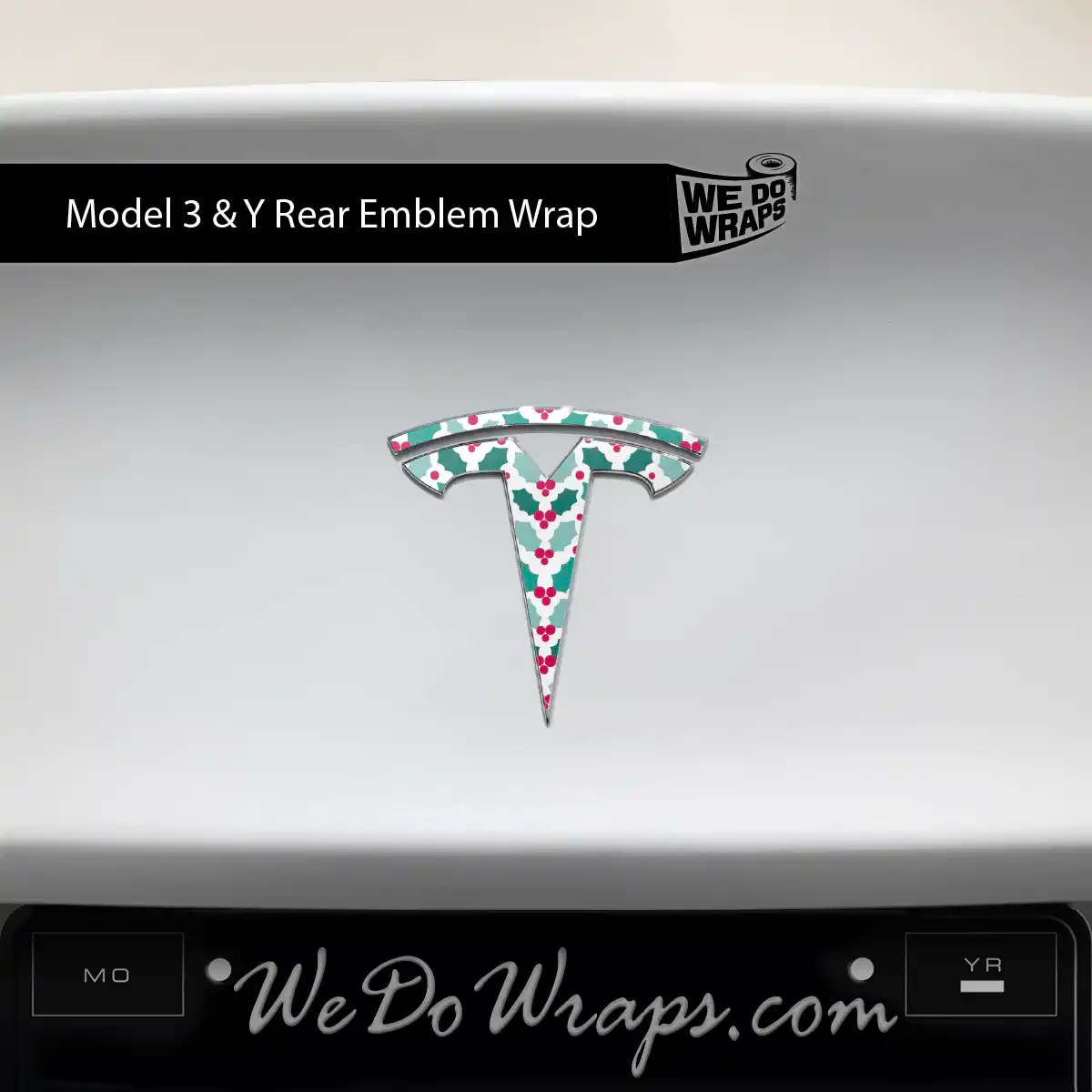 Mistletoe Tesla Emblem Decals (Front + Back Emblem Decals) | Model Y