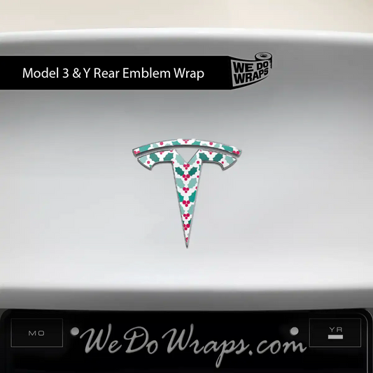 Mistletoe Tesla Emblem Decals (Front + Back Emblem Decals) | Model 3