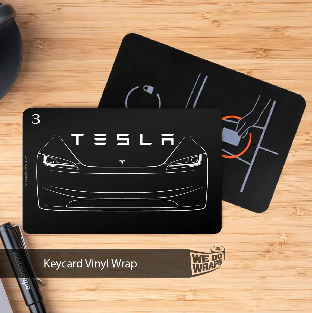2024 Model 3 "Highland" Front Outline | NFC Key Card Wrap