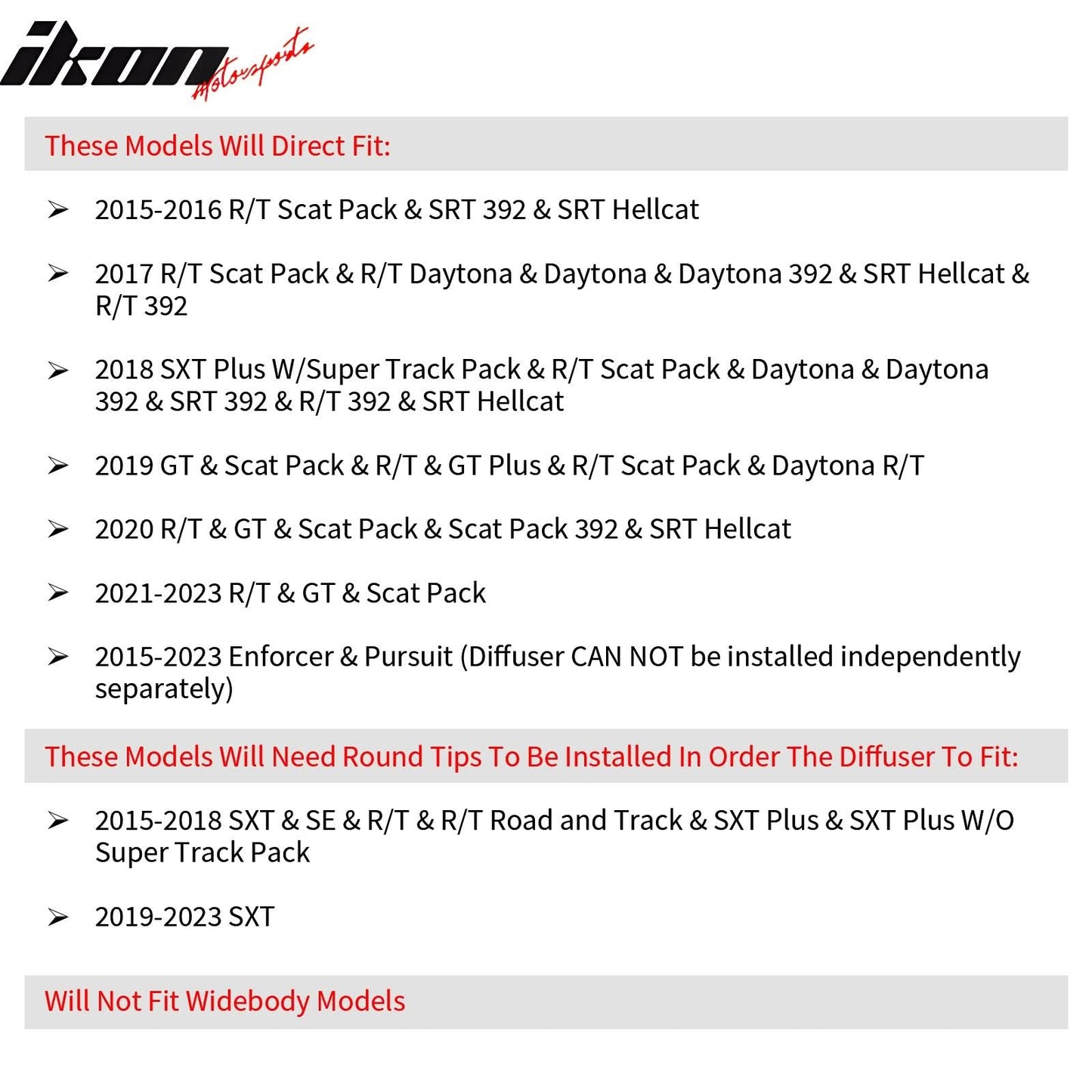 2015-2023 Dodge Charger Widebody SRT Unpainted Front Rear Bumper Kits