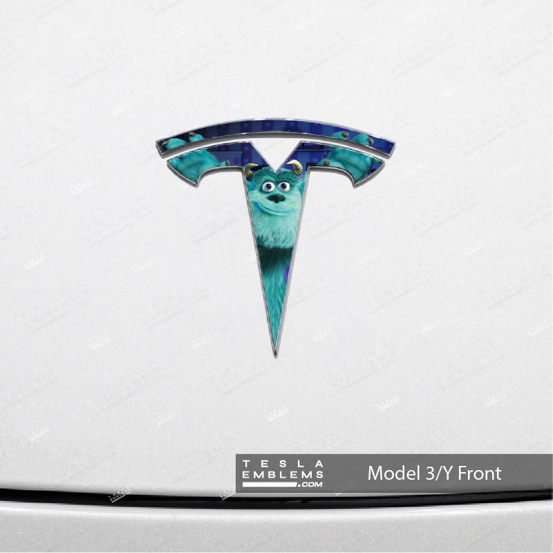 Monsters Inc Sully Tesla Emblem Decals (Front + Back) | Model Y