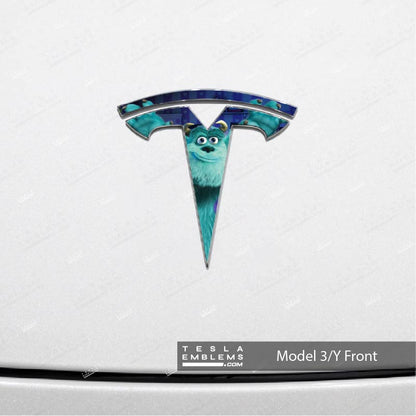 Monsters Inc Sully Tesla Emblem Decals (Front + Back) | Model Y