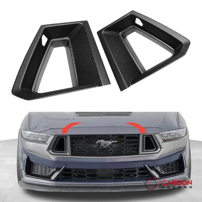 Real Carbon Fiber Upper Grille Trim Covers for 2024+ Ford Mustang Dark Horse