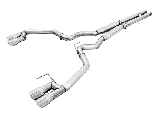 AWE Tuning Track Edition Cat-back Exhaust for the 2018 Mustang GT - Quad Chrome Silver Tips 3020-42064