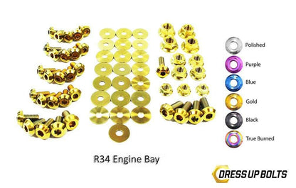 Nissan Skyline R34 (1998-2002) Titanium Dress Up Bolts Engine Bay Kit - DressUpBolts.com