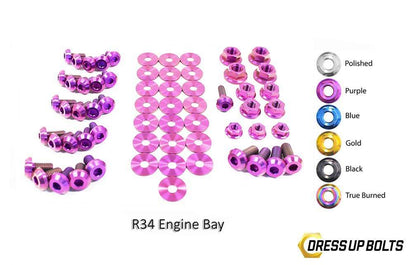 Nissan Skyline R34 (1998-2002) Titanium Dress Up Bolts Engine Bay Kit