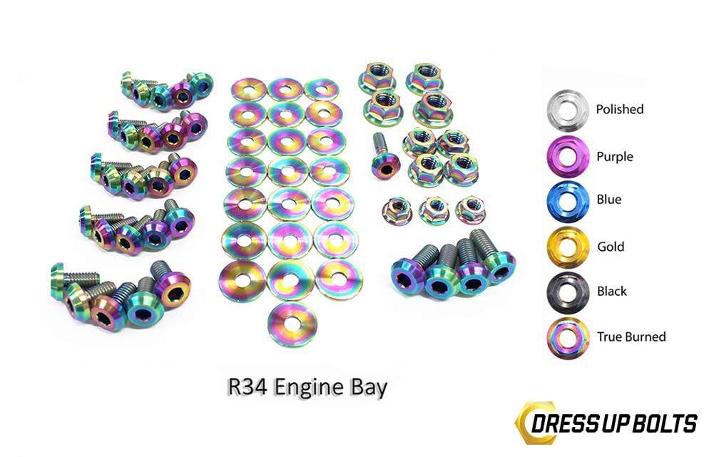 Nissan Skyline R34 (1998-2002) Titanium Dress Up Bolts Engine Bay Kit