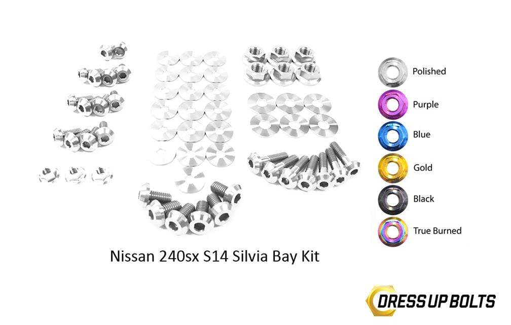 Nissan S14 240sx (1995-1998) Titanium Dress Up Bolts Engine Bay Kit - DressUpBolts.com