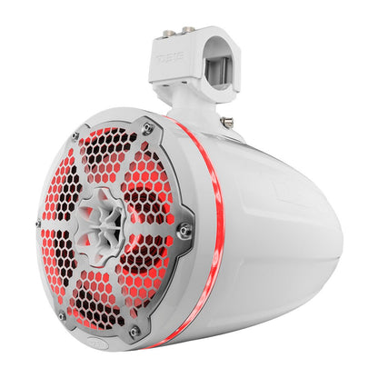 NXL 8" Neodymium Marine and Powersports Towers with Built-in Passive Radiator, 1" Driver and LED RGB Lights 180 Watts Rms -White