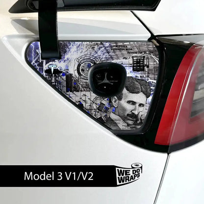 Nikola Tesla Steampunk / Trash Polka Tesla Charge Port Wrap | Model 3