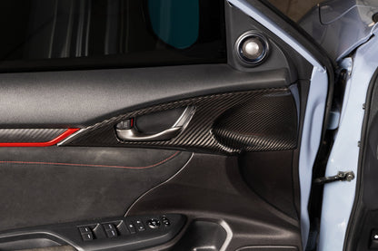 OLM LE Carbon Fiber Interior Door Handle Trim Covers (Full Set) - 2016 - 21 Honda Civic / 2017-21 Honda Civic Type R