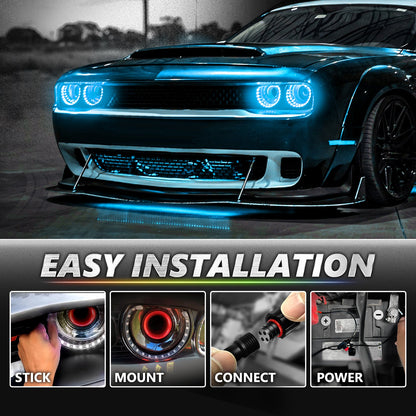 AURA PRO LED Triple Bundle for Dodge Challenger 08-23 ( Halo + Interior + Underglow ) - Bluetooth APP and Remote Controlled