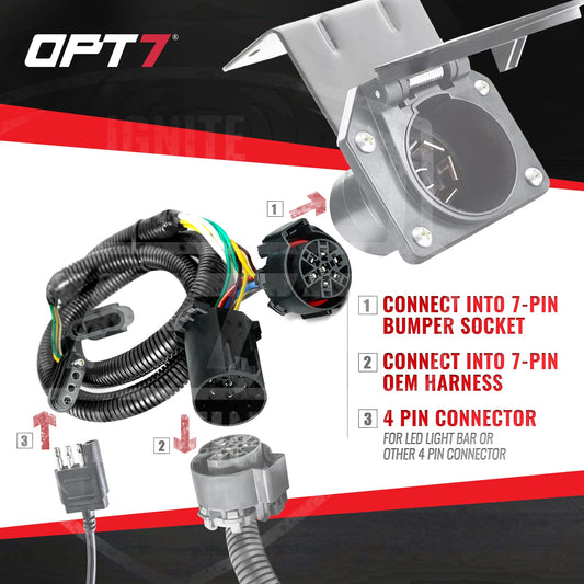 OPT7 Redline Dual 7-Pin Splitter to 43 Inches 4-Pin Extension Adapter Harness