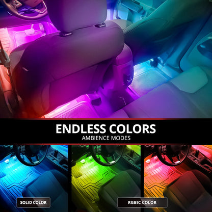 AURA DreamColor LED Interior Ambient Lighting Kit (4 x 12 Inch or 6 x 12-Inch) - Bluetooth APP and Remote Enabled Full Color Spectrum