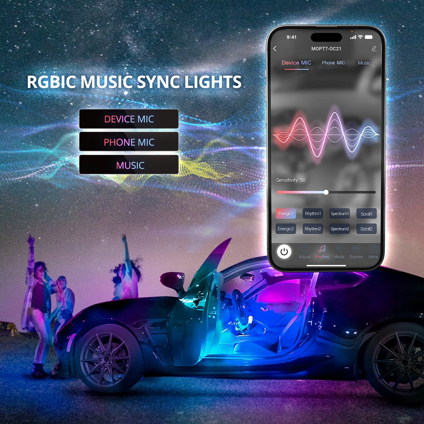AURA DreamColor LED Interior Ambient Lighting Kit (4 x 12 Inch or 6 x 12-Inch) - Bluetooth APP and Remote Enabled Full Color Spectrum