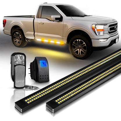 OPT7 Redline Triple Tailgate Light Bar 60" Bundle with Sidekick Running Board Light LED Strip Kit with Warning Mode