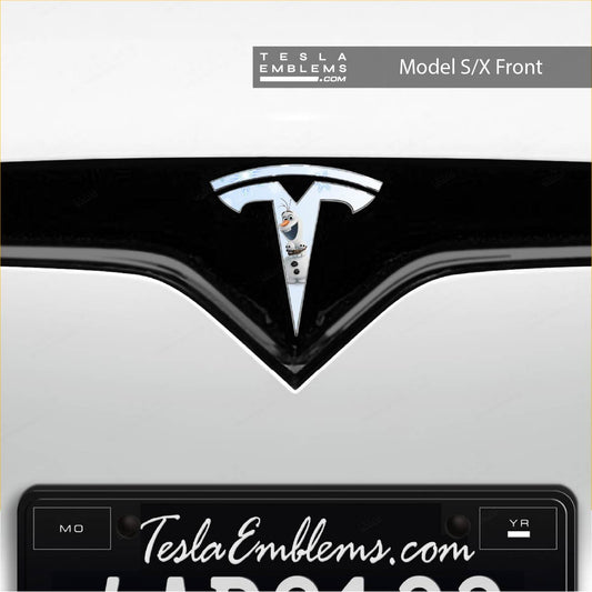 Olaf Tesla Emblem Decals (Front + Back) | Model S