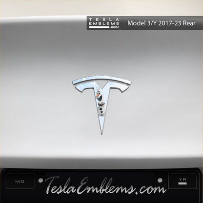 Olaf Tesla Emblem Decals (Front + Back) | Model 3